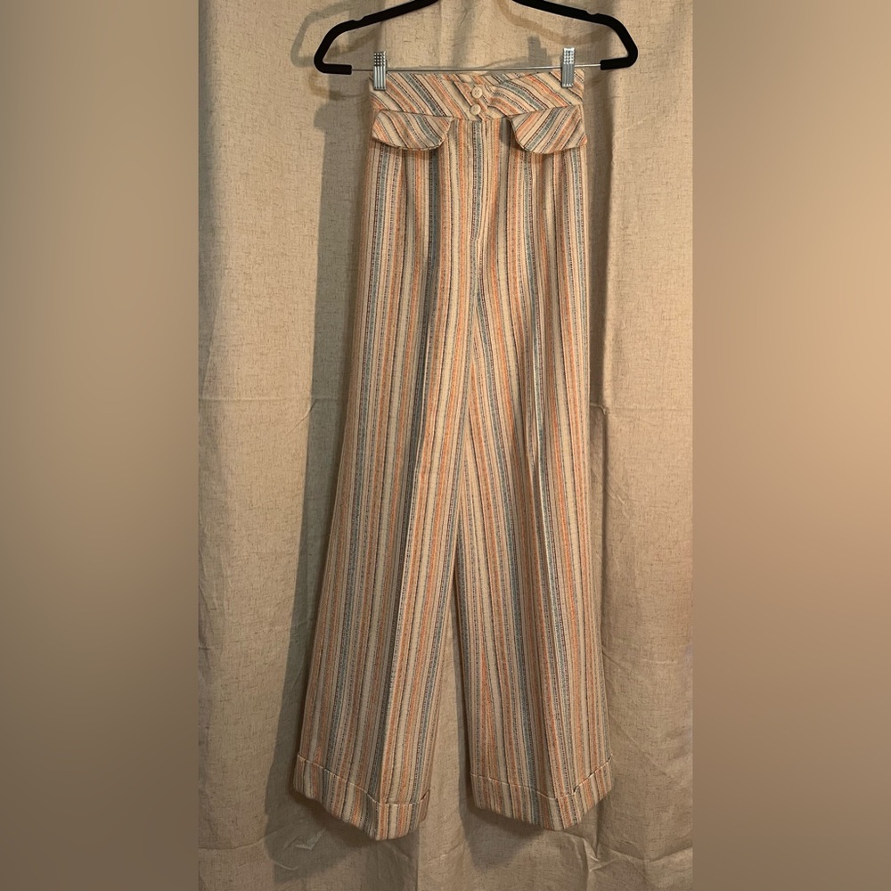 Vintage Woven Striped Bell Bottom Pants